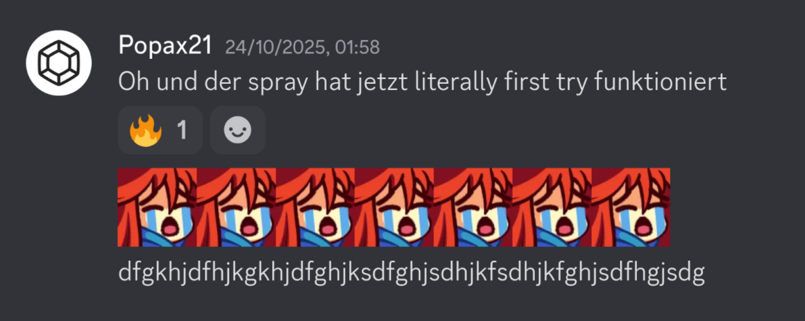 Discord conversation capturing the reaction as the fix was made